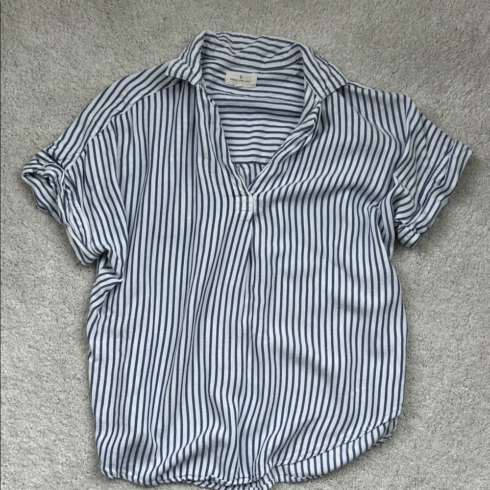 Thread & Supply Blue and White Striped Blouse